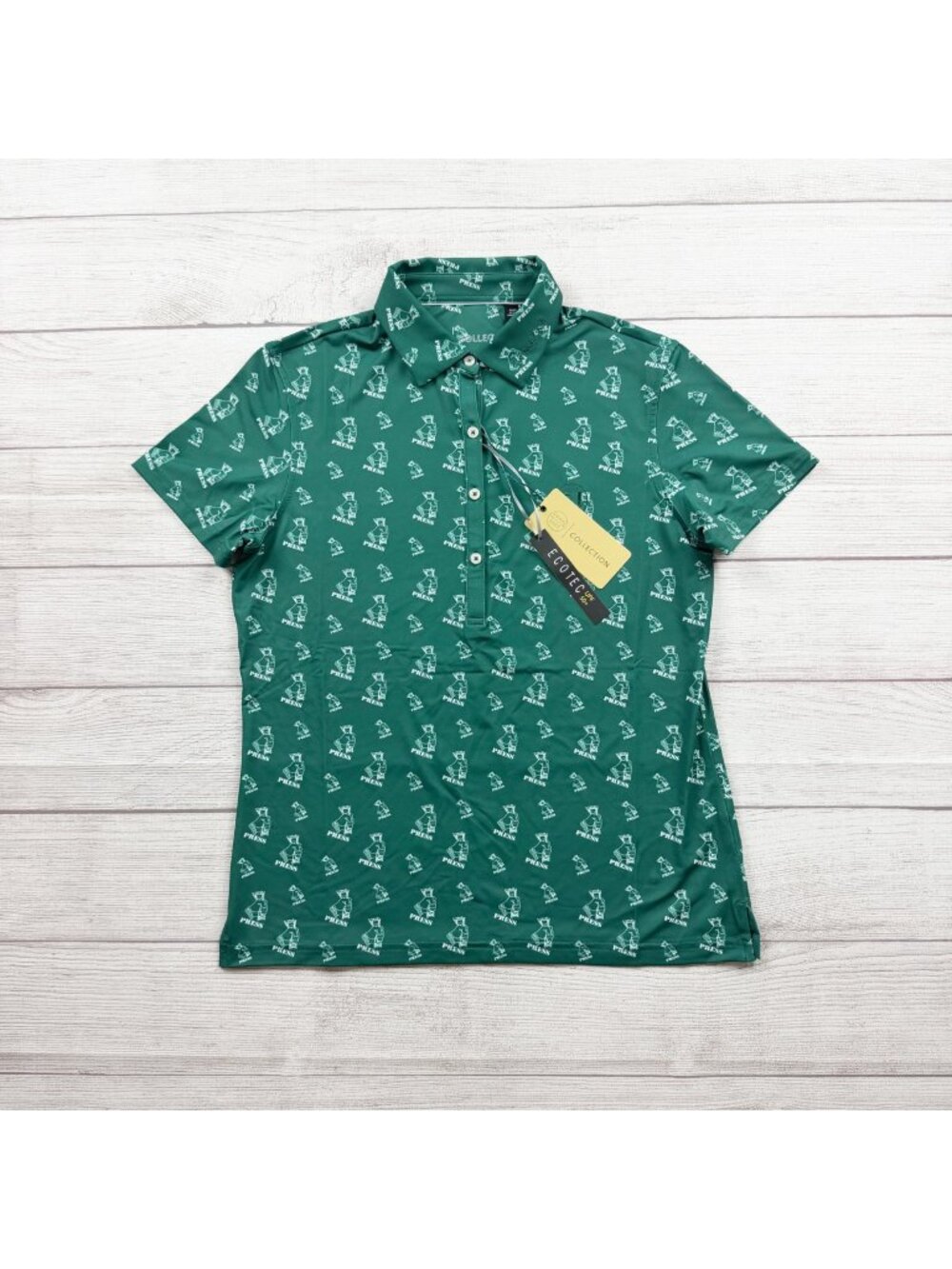 SwingJuice EcoTec Golf Polo Shirt Money Press Graphic Print NWT Womens S